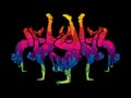 Group of people dancing, Dancer action, Street dance team, Hip hop or B boy dance graphic vector.