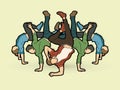 Group of people dancing, Hip hop, Street Dance, B Boy mix composition graphic vector. Royalty Free Stock Photo