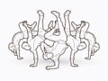 Group of people dancing, Hip hop, Street Dance, B Boy mix composition graphic vector. Royalty Free Stock Photo