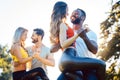 Group of people dancing Kizomba in sunset Royalty Free Stock Photo