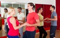 Group of people dancing salsa in studio Royalty Free Stock Photo