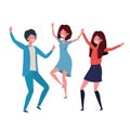 Group of people dancing in white background