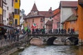 Group of people demonstrating against the state oppression of health pass and vacination on the public in Annecy, France