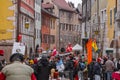 Group of people demonstrating against the state oppression of health pass and vacination on the public in Annecy, France