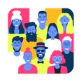 Group of people of different nationalities and cultures. People background. The crowd of abstract people. Shoulders avatars.