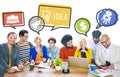 Group of People Discussing With Speech Bubbles Royalty Free Stock Photo