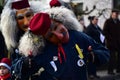 Group of people dressed in festive costumes celebrating the Fasching carnival parade in Germany