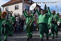 Group of people dressed in festive costumes celebrating the Fasching carnival parade in Germany