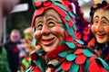 Group of people dressed in festive costumes celebrating the Fasching carnival parade in Germany