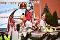 Group of people dressed in festive costumes celebrating the Fasching carnival parade in Germany