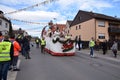 Group of people dressed in festive costumes celebrating the Fasching carnival parade in Germany