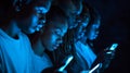 Group of People Engrossed in Cell Phones