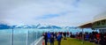A group of people enjoying wonderful view of Hubbard  glacier in Alaska on a cruise ship Royalty Free Stock Photo