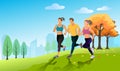 Group of people exercise running at the park, healthy active lifestyle Royalty Free Stock Photo