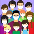 Group of people with face masks