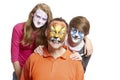 Group of people with face painting geisha girl wolf and tiger