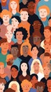 Group of people faces. Crowd of people with different skin colors. Royalty Free Stock Photo