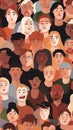 Group of people faces. Crowd of people with different skin colors. Royalty Free Stock Photo