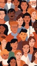 Group of people faces. Crowd of people with different skin colors. Royalty Free Stock Photo