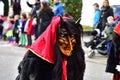 Group of people in festive masks participating in a traditional carnival parade in Deizisau, Germany