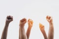 Group people of fists raised Royalty Free Stock Photo