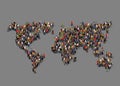 Group of people in form of world map. Globalization, population, social concept. Royalty Free Stock Photo