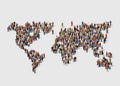 Group of people in form of world map. Globalization, population, social concept. Royalty Free Stock Photo