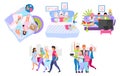 Group of people, friends flat vector illustrations set