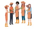 Group of people gardeners smiling avatar character