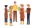 Group of people gardeners smiling avatar character Royalty Free Stock Photo