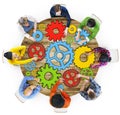 Group of People with Gear Symbol Photo Illustration