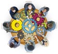 Group of People with Gear Symbol Photo Illustration