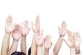 Group of people with hands up