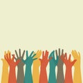 Group people hands up, volunteer or voting concept background, human hand Royalty Free Stock Photo