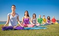 Group of people have meditation on yoga class. Royalty Free Stock Photo