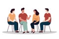 Group of people having a nice discussion at a work meeting, vector illustration in modern flat cartoon style Royalty Free Stock Photo