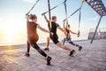 Group of people having Trx training Royalty Free Stock Photo