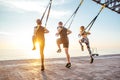Group of people having Trx training Royalty Free Stock Photo
