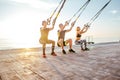 Group of people having Trx training Royalty Free Stock Photo