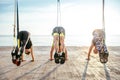 Group of people having Trx training Royalty Free Stock Photo