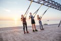 Group of people having Trx training Royalty Free Stock Photo