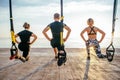 Group of people having Trx training Royalty Free Stock Photo
