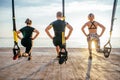 Group of people having Trx training Royalty Free Stock Photo