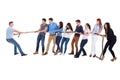 Group of people having a tug of war Royalty Free Stock Photo