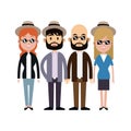 Group people hipster hat sunglasses beard