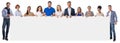 Group of people holding blank sign Royalty Free Stock Photo