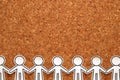 Group of people holding hands on bulletin board. Teamwork concept. Royalty Free Stock Photo