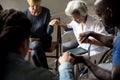 Group of people holding hands praying worship believe Royalty Free Stock Photo