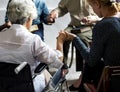 Group of people holding hands praying worship believe Royalty Free Stock Photo