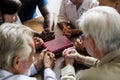 Group of people holding hands praying worship believe Royalty Free Stock Photo